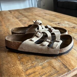 Birkenstock Florida Tan Leather Sandals Size 6-6.5 Regular
